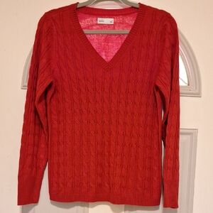 Croft & Barrow V-Neck Sweater in Vibrant Red